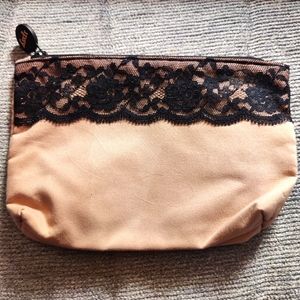 Ipsy Baby Pink and Black Lace Make Up Bag